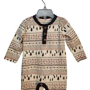 Burt's Bees Baby Organic Cotton Fair Isle Christmas Tree Romper 6-9 Months‎